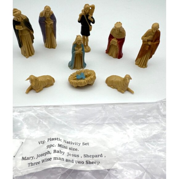 Vintage Merrilite Christmas Nativity Set 9 Pc Baby Jesus Hand Decorated 1985 - Picture 2 of 8